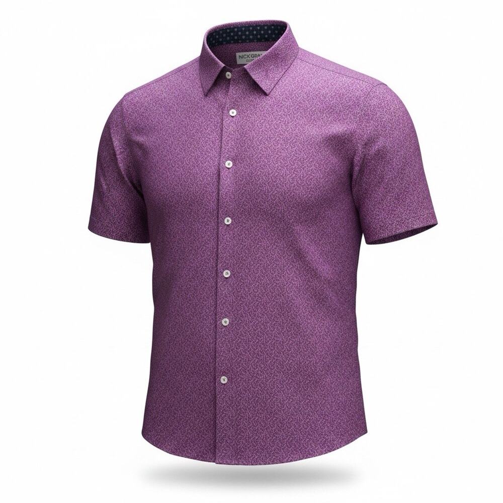 Nick Graham Everywhere Mens Small Purple Micro Print Stretch Modern Fit A124